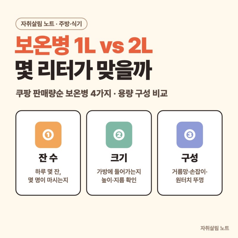 보온병 추천 1리터 vs 2리터, 몇 리터가 맞을까｜쿠팡 판매량순 보온병 4가지 용량 비교
