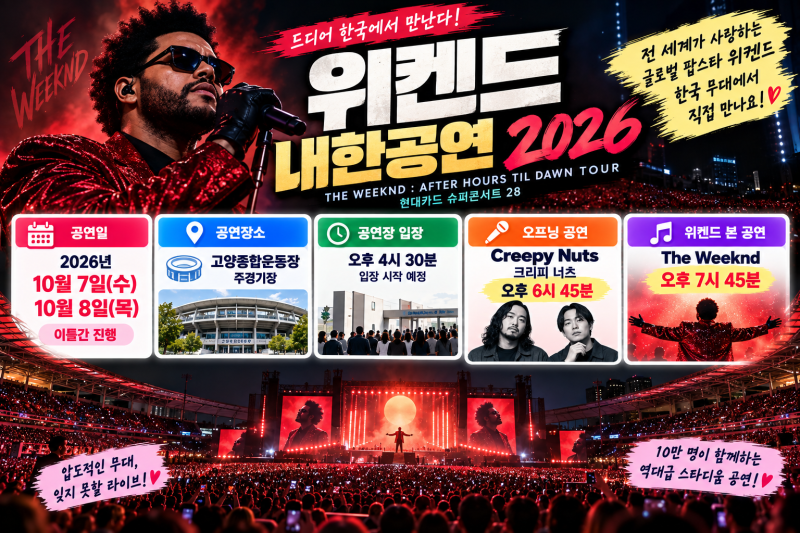 위켄드 내한공연 10월 7일 시작｜공연시간·크리피 너츠·대화역·입장 총정리