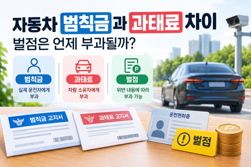 자동차 범칙금과 과태료 차이｜벌점은 언제 부과될까?