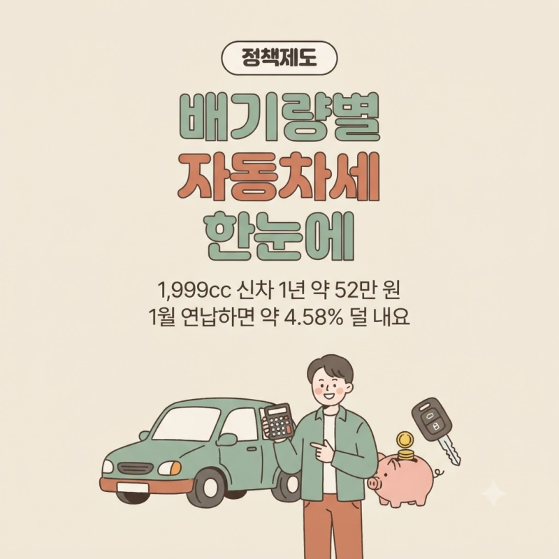 자동차세계산기로 보는 배기량별 자동차세와 연납 할인, 2026년 기준 정리