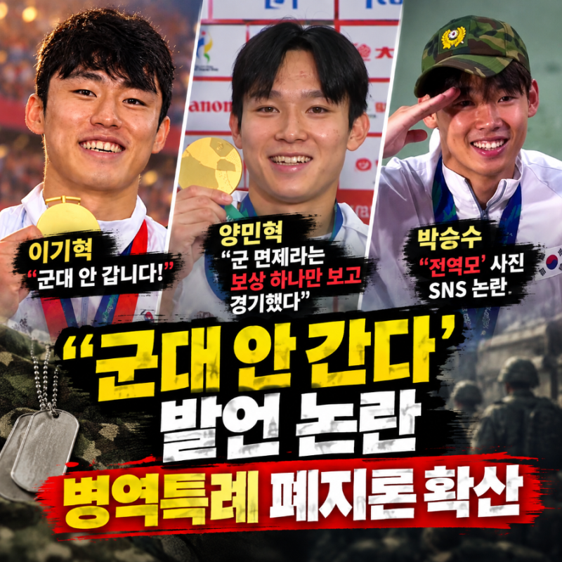 이기혁·양민혁 ‘군대 안 간다’ 발언 논란, 박승수 전역모까지…병역특례 폐지론 확산ㅣ국....