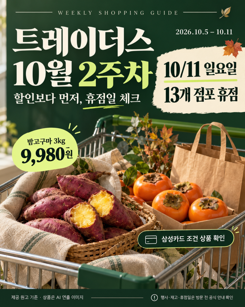 행사 마지막 날인데 13개 점포가 문을 닫는다? 이마트 트레이더스 10월 2주차 할인 & 휴점일 총....