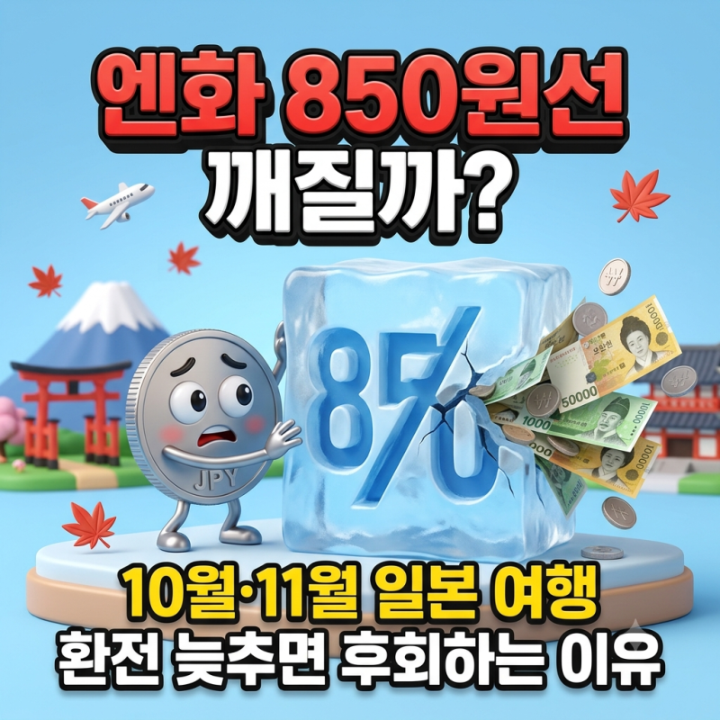 엔화 850원선 "지금 환전할까, 더 기다릴까?" 10월·11월 일본여행 환전 늦추면 후회하는 이유