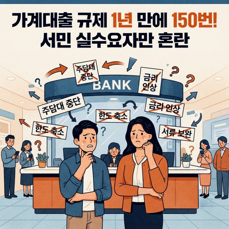 가계대출 규제 1년 만에 150번 기준 변경으로 서민들만 피해본다