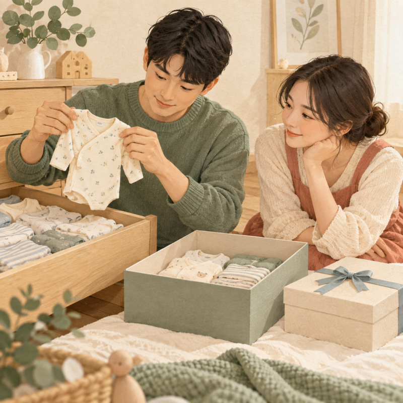 신생아 옷 정리 산후 허리통증 오기 전에 정리 정리하자