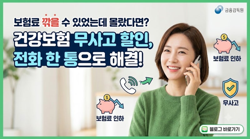 [건강보험 무사고 할인] "보험료 깎을 수 있었는데 몰랐다면?" 전화 한 통으로 해결!