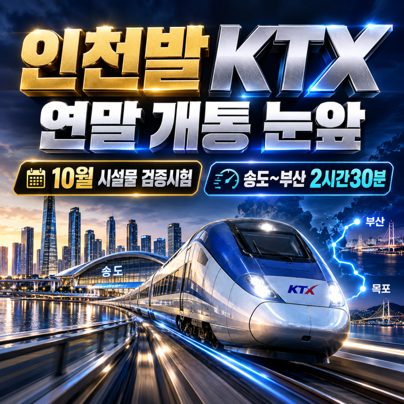 인천발 KTX 연말 개통 눈앞｜10월 시설물 검증시험, 송도~부산 2시간30분