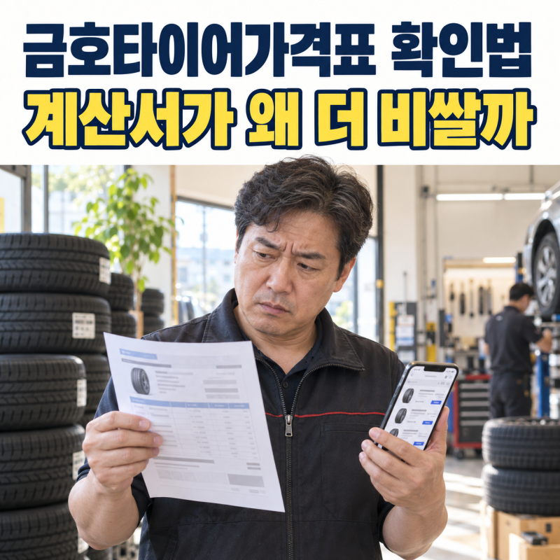 금호타이어가격표, 적어 간 금액과 계산서가 5만원 벌어지는 자리