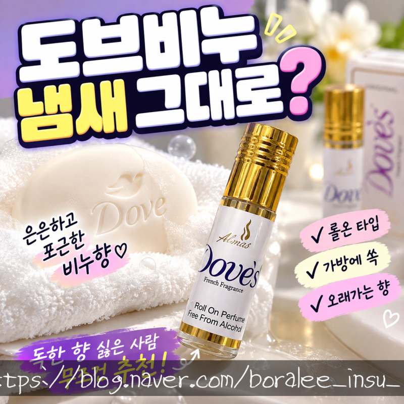 도브비누 냄새 그대로? 독한 향 싫어서 정착한 알마스 도브 롤온 향수 후기