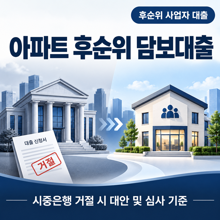 은행 거절된 개인사업자, 신협 후순위 주택담보대출 승인 조건 및 한도