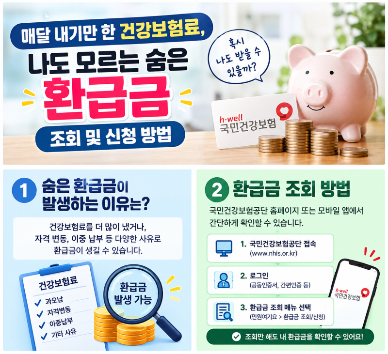 매달 내기만 한 건강보험료, 나도 모르는 숨은 환급금 조회 및 신청 방법 (안 찾으면 손해!)