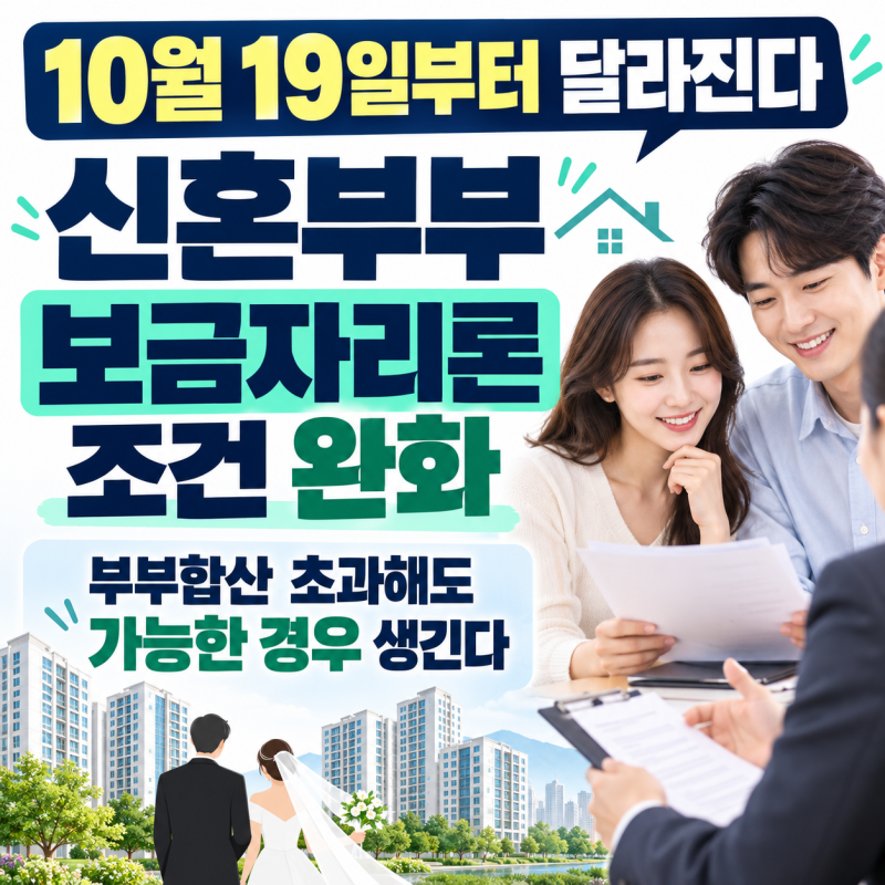 신혼부부 보금자리론 대출자격 10월 19일부터 변경, 합산소득 8,500만원 넘어도 가능?