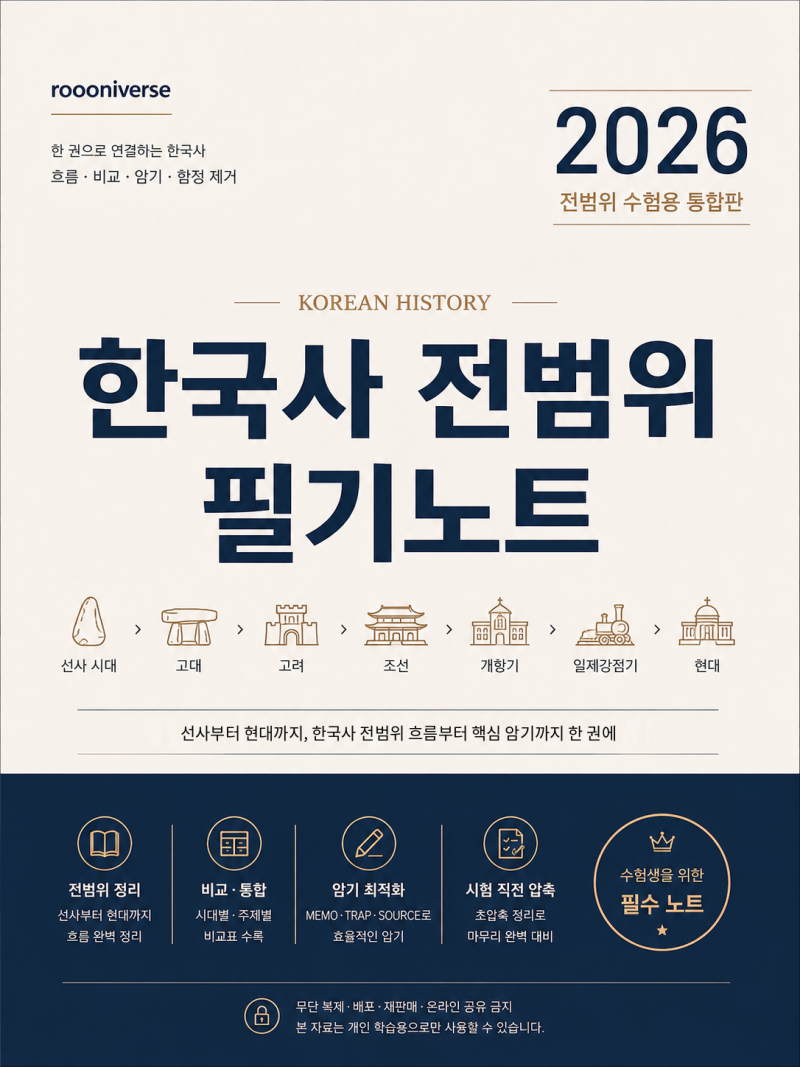 한국사 벼락치기, 40쪽으로 한번에⚡️｜ 한국사 전범위 요약정리 PDF ✏️
