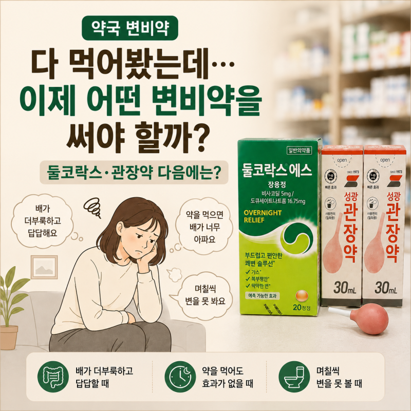 약국 변비약 다 먹어봤는데… 이제 어떤 변비약을 써야 할까?ㅣ둘코락스·관장약 다음에는?