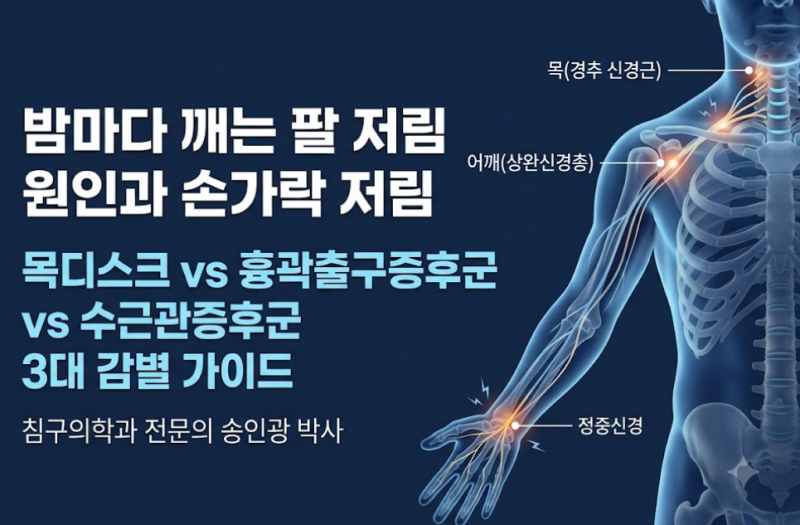 [의학 공부] 밤마다 깨는 팔 저림 원인과 손가락 저림: 목디스크 vs 흉곽출구증후군 vs 수근관....