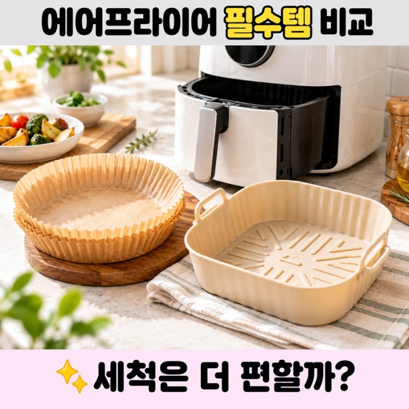 에어프라이어 실리콘 용기와 종이호일 차이, 세척 편의부터 내열온도까지
