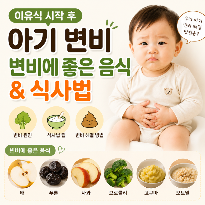 아기 초기 이유식 변비 이유 변비에 좋은 재료와 음식 추천