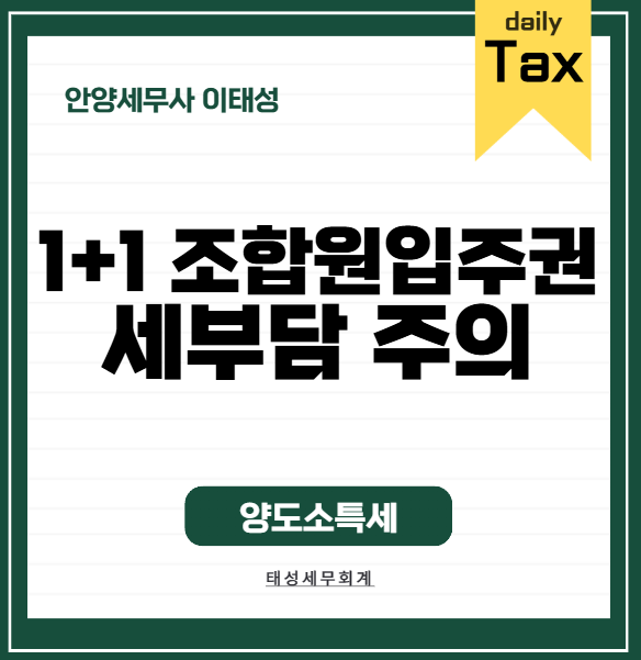 [안양세무사] 1+1조합원입주권 세부담 주의