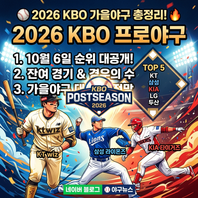 ⚾ 2026 KBO 프로야구 순위 & 포스트시즌 경우의 수 완벽 정리! (10월 6일 기준)