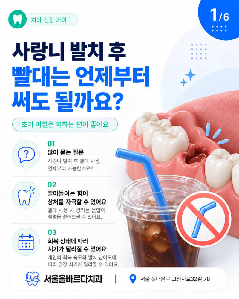 회기동치과 사랑니발치 후 빨대는 언제부터 사용해도 될까요