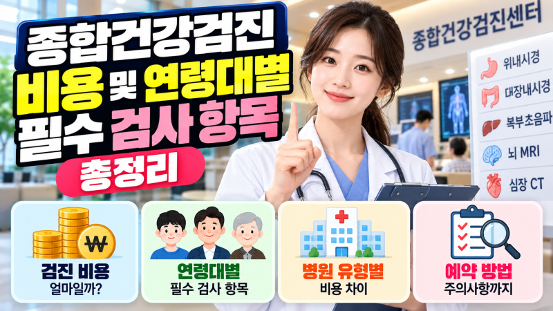 종합건강검진 비용 및 연령대별 필수 검사 항목 총정리