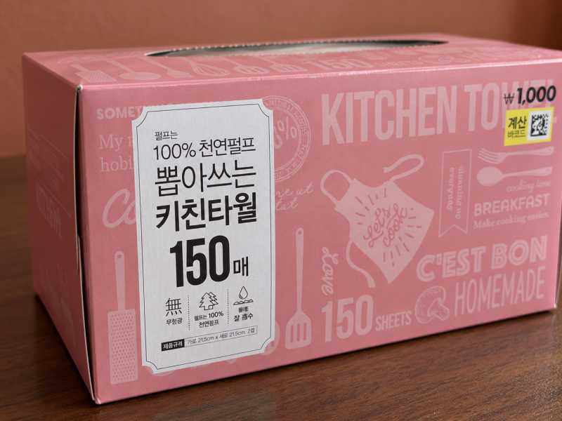 다이소 뽑아쓰는 키친타올 150매 후기, 천원 가격과 활용법