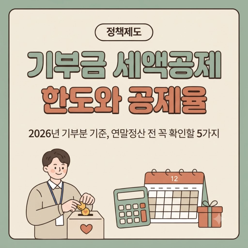 기부금 세액공제 한도와 공제율, 연말정산 전에 꼭 확인할 5가지 (2026년 기부분 기준)