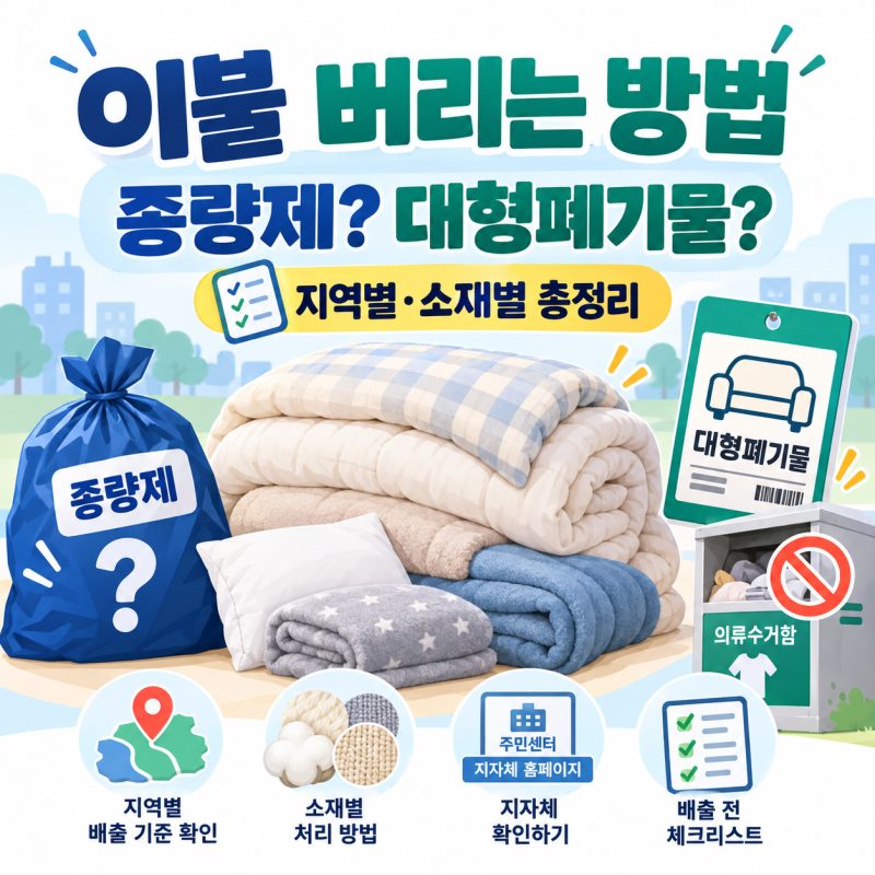 이불 버리는 방법! 종량제·대형폐기물? 지역별·소재별 버리는 법 총정리