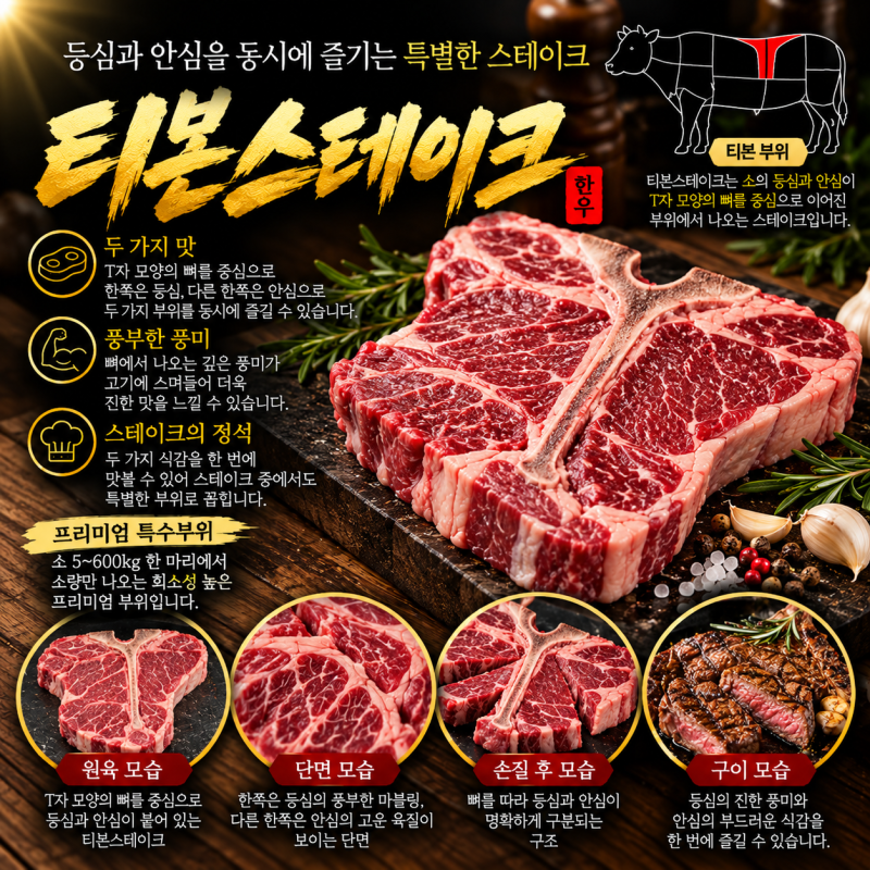 한우 티본 스테이크 특징과 소고기 부위, 안심·채끝 식감과 일본어 표현 Tボーン 뜻