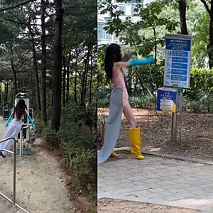 장원영 산스장 벤치 낮잠 히어로가 벌인 뜻밖의 한 장면