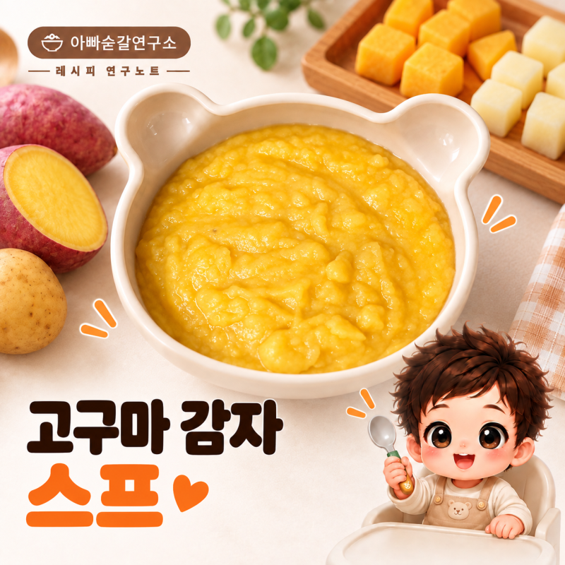 아기 고구마 감자스프｜목감기로 밥 안 먹을 때 부드러운 이유식