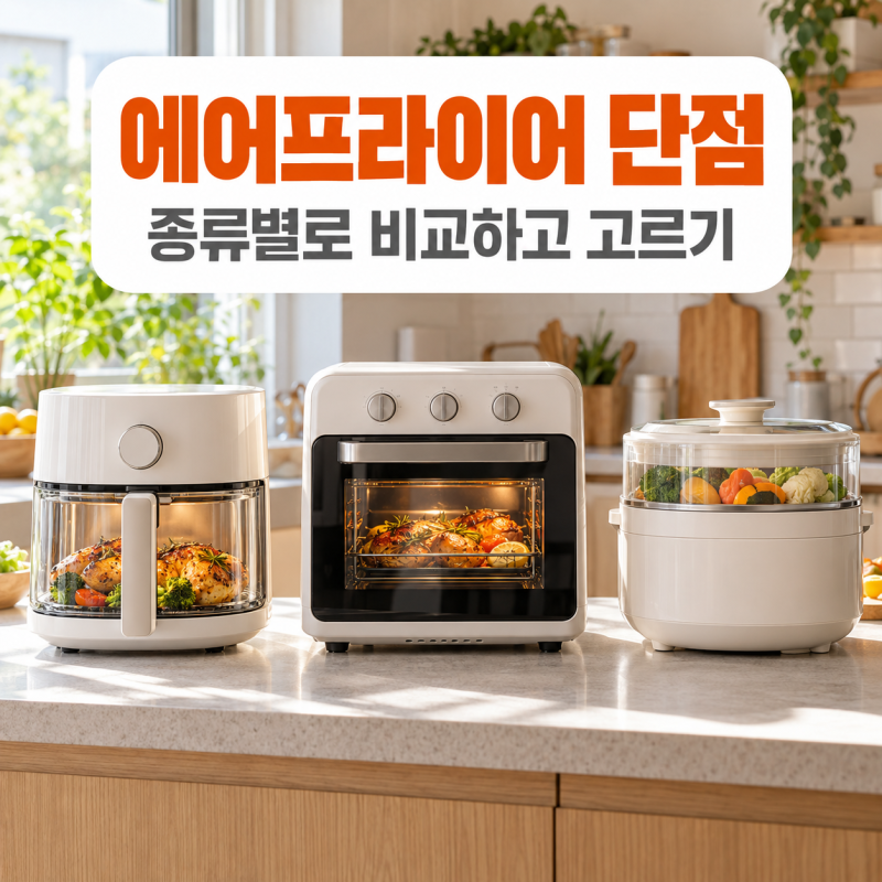 에어프라이어 단점 종류별 비교, 글라스·오븐형·닌자 스팀 중 고르는 법