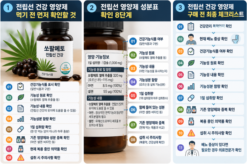 전립선 건강 영양제 고르는 법｜쏘팔메토부터 성분표·주의사항까지