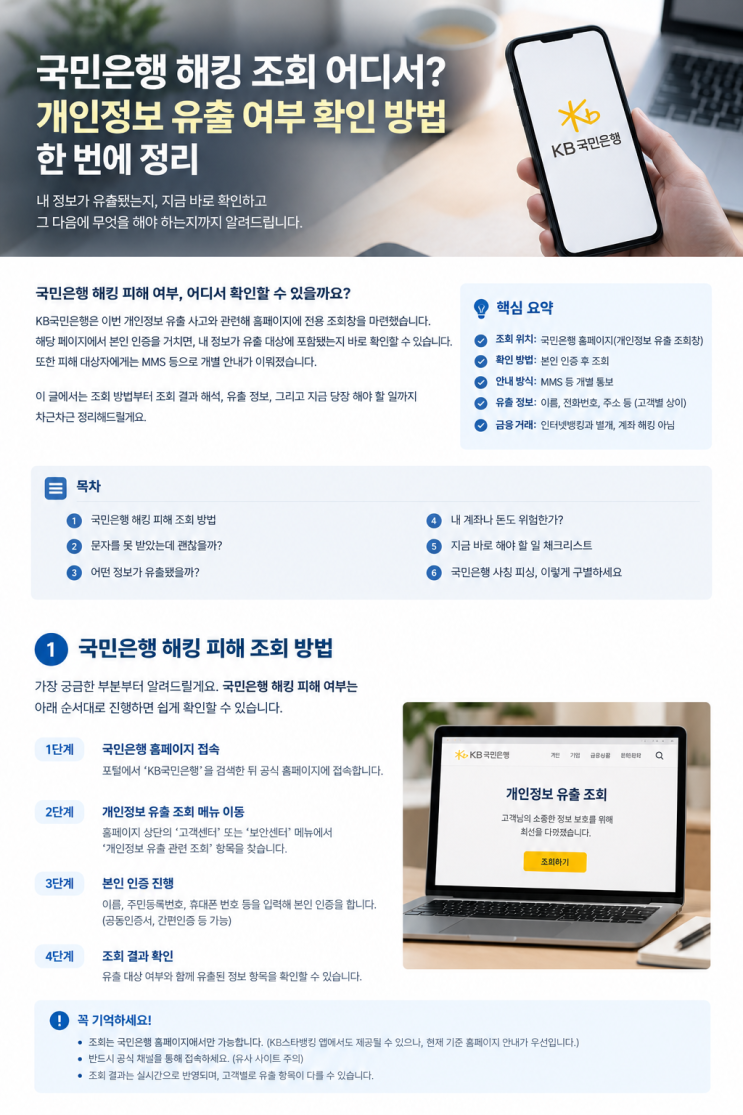<b>국민은행 해킹</b> 조회 어디서? 개인정보 유출 여부 확인 방법