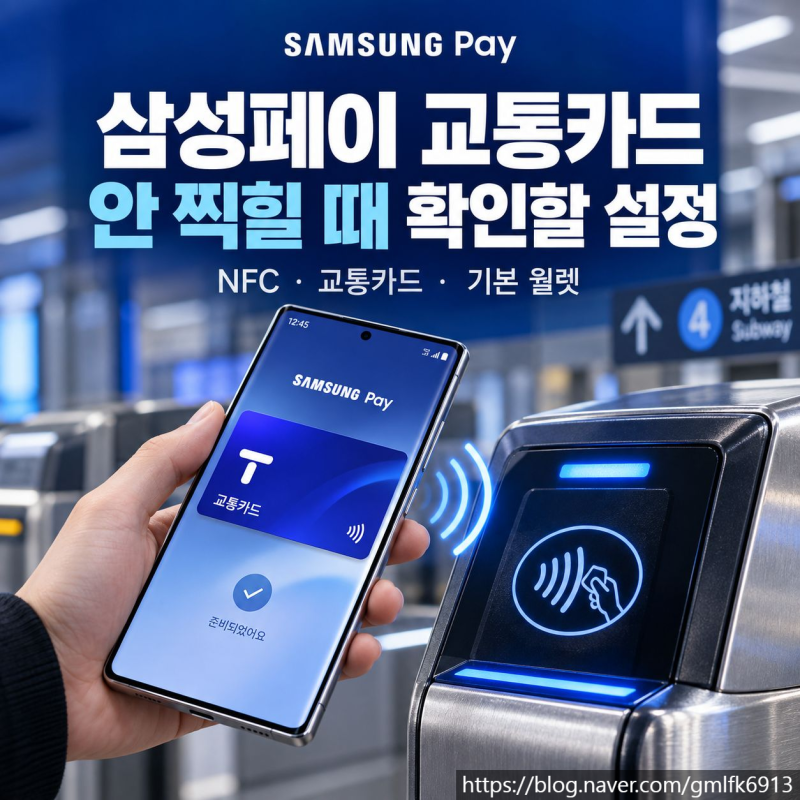 삼성페이 교통카드가 안 찍힐 때 확인할 설정