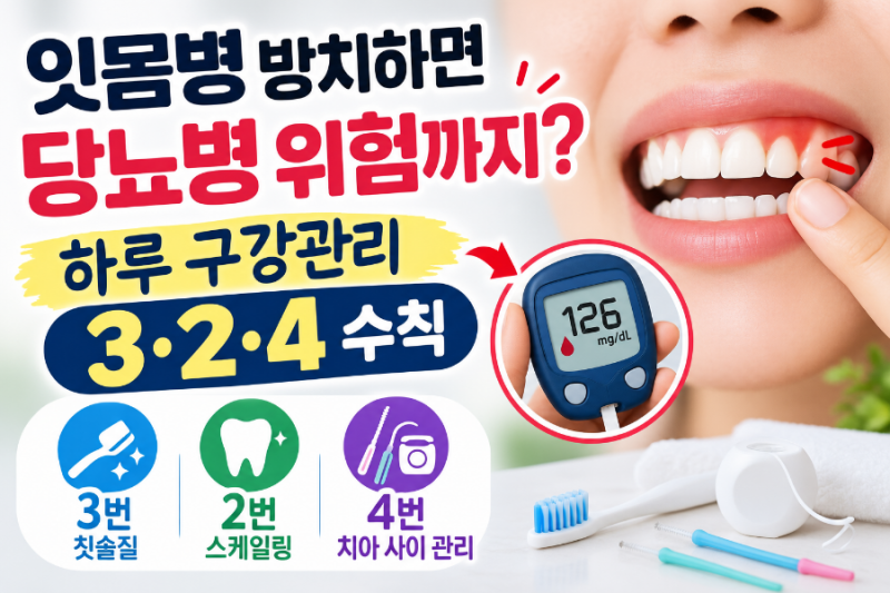 “몸에 염증 퍼지고 당뇨병까지?” 치주질환 막는 하루 구강관리 3·2·4 수칙