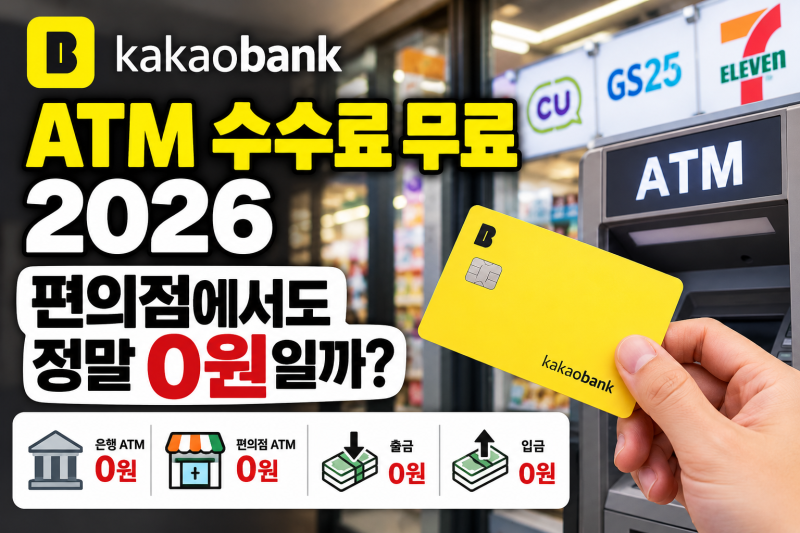 카카오뱅크 ATM 수수료 무료 2026, 편의점에서도 정말 0원일까?
