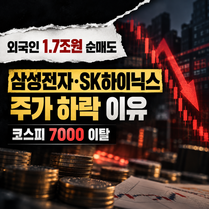 삼성전자·SK하이닉스 주가 하락 이유, 외국인 1.7조 매도·코스피 7000 이탈