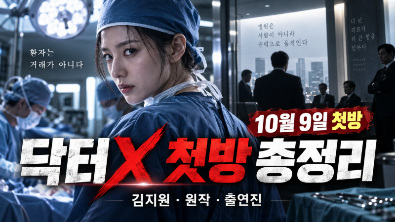 닥터X 하얀 마피아의 시대 무슨 드라마? 김지원 첫방 10월 9일, 원작·출연진 총정리