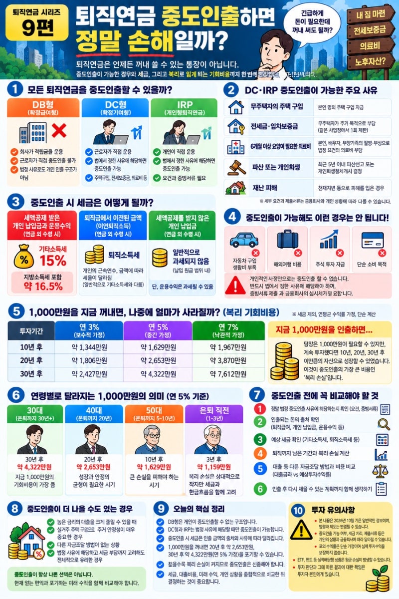 퇴직연금 9편 - 퇴직연금 중도인출하면 정말 손해일까?
