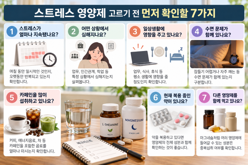 스트레스 영양제 어떻게 고를까요?｜테아닌·마그네슘 성분별 선택방법과 주의사항