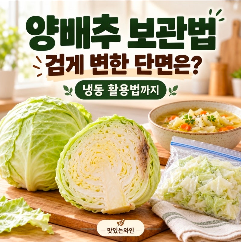 [통양배추·반통양배추·채 썬 양배추 보관, 검게 변한 단면, 냉동 활용법]