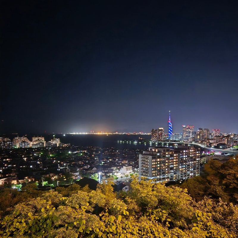 후쿠오카 야경 명소 아타고 신사, 후쿠오카 타워가 한눈에 보이는 곳
