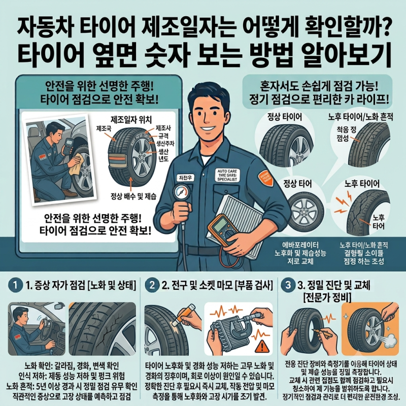 자동차 타이어 제조일자는 어떻게 확인할까?｜타이어 옆면 숫자 보는 방법 알아보기