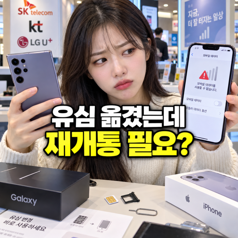 갤럭시에서 아이폰으로 유심 옮긴 뒤 데이터가 안 되면 재개통해야 할까?