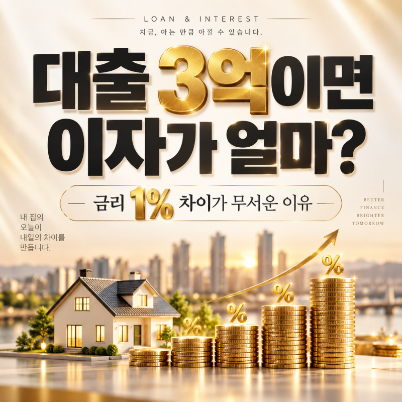 대출 3억이면 이자가 얼마? 금리 1% 차이로 6천만 원이 달라지는 이유 (월 상환액 계산표)