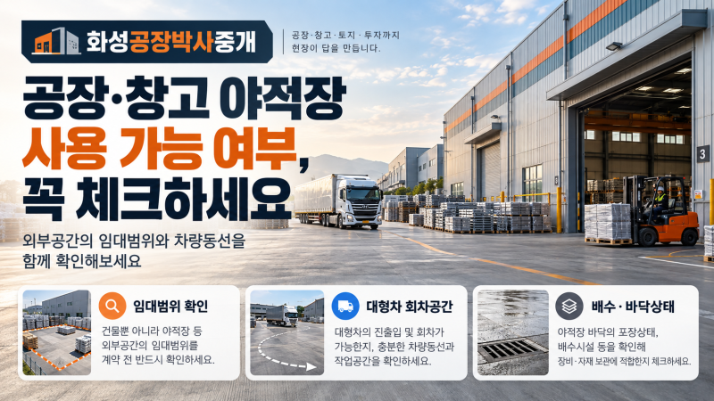 공장·창고를 볼 때 야적장 사용 가능 여부를 꼭 확인해야 하는 이유