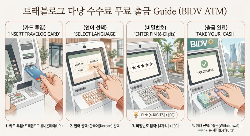 [다낭 ATM 수수료 무료 출금 총정리!]공항·한시장 BIDV 위치 및 트래블로그 인출 방법