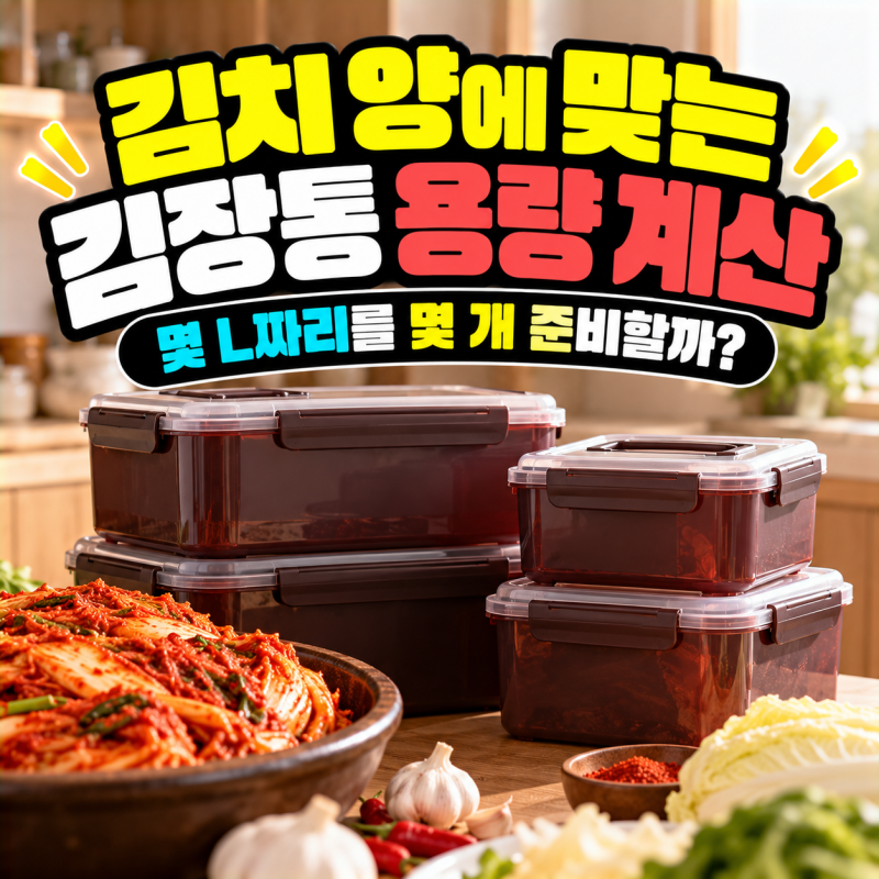김치 양에 맞는 김장통 용량 계산, 몇 L짜리를 몇 개 준비할까