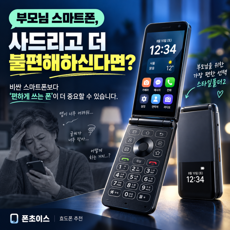 부모님 스마트폰이 불편하다면? 큰 글씨·SOS·안심기능까지 갖춘 스타일폴더2 효도폰